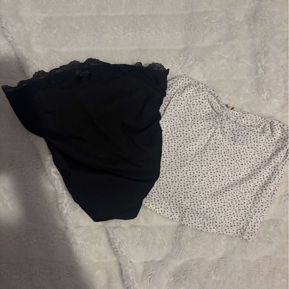 Black and White Lace Trim Tops